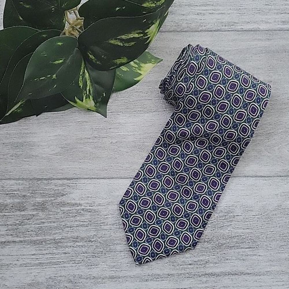 Christian Dior Monsieur Multicolor Geometric Print 100% Silk Men's Necktie